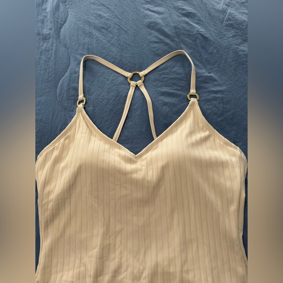 Kona Sol Cream Swimsuit One Piece with Criss-Cross Straps - Picture 2 of 4